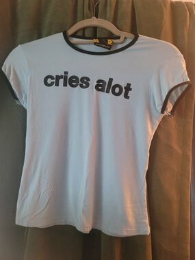 omighty Light Blue Ringer Tee with Black Trim